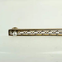 Edwardian 10K Gold and Amethyst and Seed Pearl Bar Pin
