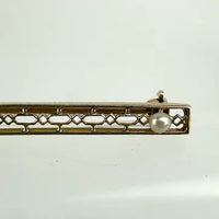 Edwardian 10K Gold and Amethyst and Seed Pearl Bar Pin
