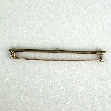 Edwardian 10K Gold and Amethyst and Seed Pearl Bar Pin