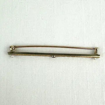 Edwardian 10K Gold and Amethyst and Seed Pearl Bar Pin