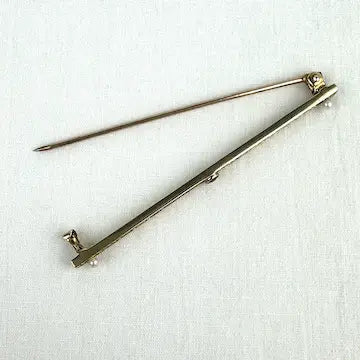 Edwardian 10K Gold and Amethyst and Seed Pearl Bar Pin