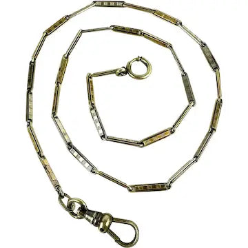 Edwardian White and Yellow Gold Filled Watch Chain