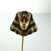 Egyptian Revival 14k Gold Stick Pin with Enamel & Mine Cut Diamond