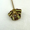 Egyptian Revival 14k Gold Stick Pin with Enamel & Mine Cut Diamond