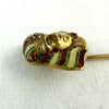 Egyptian Revival 14k Gold Stick Pin with Enamel & Mine Cut Diamond