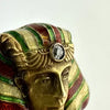 Egyptian Revival 14k Gold Stick Pin with Enamel & Mine Cut Diamond