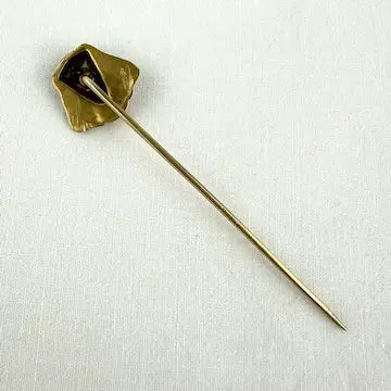 Egyptian Revival 14k Gold Stick Pin with Enamel & Mine Cut Diamond