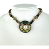 Enamel Pearl and Abalone Bead Necklace Signed Ingrid