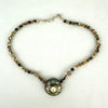 Enamel Pearl and Abalone Bead Necklace Signed Ingrid