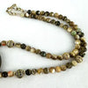 Enamel Pearl and Abalone Bead Necklace Signed Ingrid