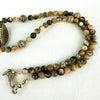 Enamel Pearl and Abalone Bead Necklace Signed Ingrid