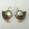 Etruscan Revival 14k Gold Mother of Pearl Earrings with Seed Pearl Drops