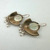 Etruscan Revival 14k Gold Mother of Pearl Earrings with Seed Pearl Drops