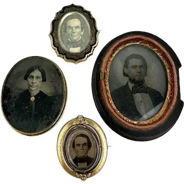 Family Photos & Mourning Brooches 14k Gold, Daguerreotype, Tintypes