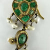 Georgian 18k Gold Emerald Turquoise and Pearl Reversible Earring Pendant and Ring Parure