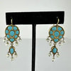 Georgian 18k Gold Emerald Turquoise and Pearl Reversible Earring Pendant and Ring Parure
