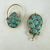 Georgian 18k Gold Emerald Turquoise and Pearl Reversible Earring Pendant and Ring Parure