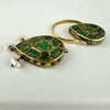 Georgian 18k Gold Emerald Turquoise and Pearl Reversible Earring Pendant and Ring Parure
