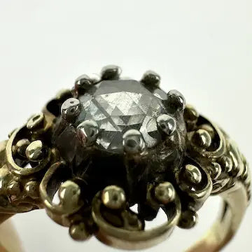 Georgian Revival 14k Gold Rose Cut Diamond Ring Size 6.5