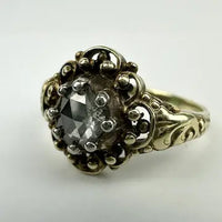 Georgian Revival 14k Gold Rose Cut Diamond Ring Size 6.5