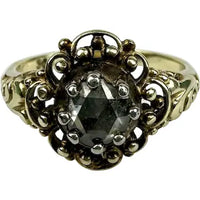 Georgian Revival 14k Gold Rose Cut Diamond Ring Size 6.5
