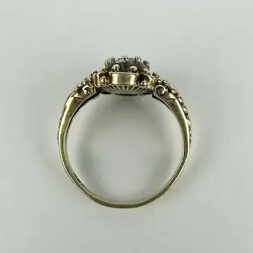 Georgian Revival 14k Gold Rose Cut Diamond Ring Size 6.5