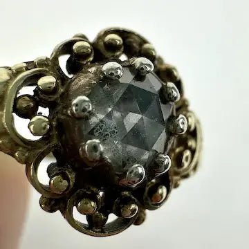 Georgian Revival 14k Gold Rose Cut Diamond Ring Size 6.5