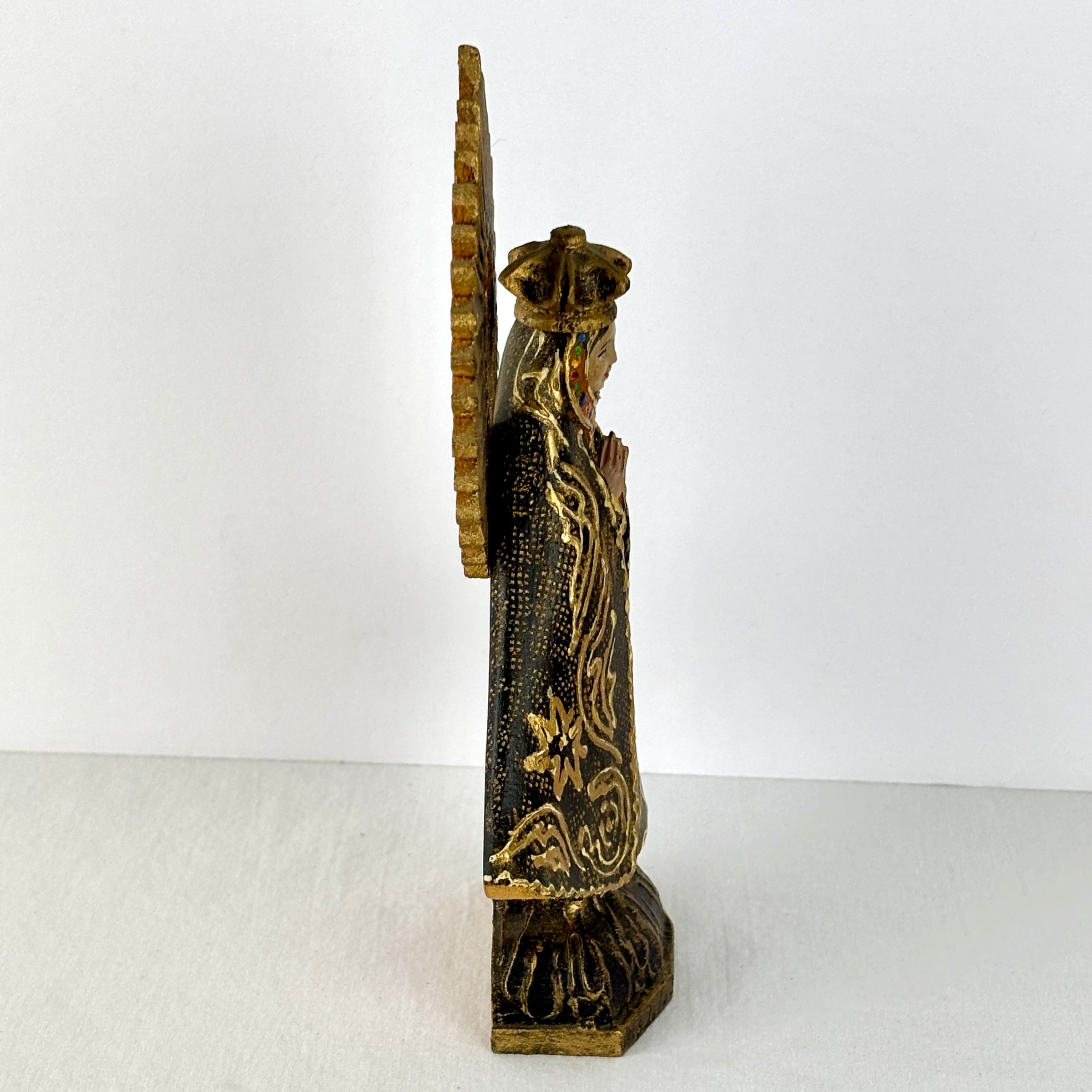 Signed M. Cortez – Mid‑Century Oaxacan Wood Carving of Nuestra Señora de la Soledad (Mexico, 1950–1970)
