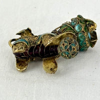 Early 20th‑Century Chinese Cloisonné Guardian Lions • Rotating Heads & Spinning Balls • Miniature Filigree Pair