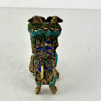 Early 20th‑Century Chinese Cloisonné Guardian Lions • Rotating Heads & Spinning Balls • Miniature Filigree Pair