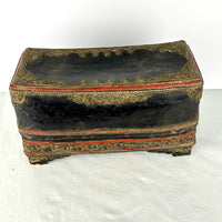 19th‑Century Burmese Gilded Lacquer Manuscript Chest – Mandalay Thayo Relief – Bamboo & Wood Construction – c.1880–1920