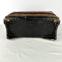 19th‑Century Burmese Gilded Lacquer Manuscript Chest – Mandalay Thayo Relief – Bamboo & Wood Construction – c.1880–1920