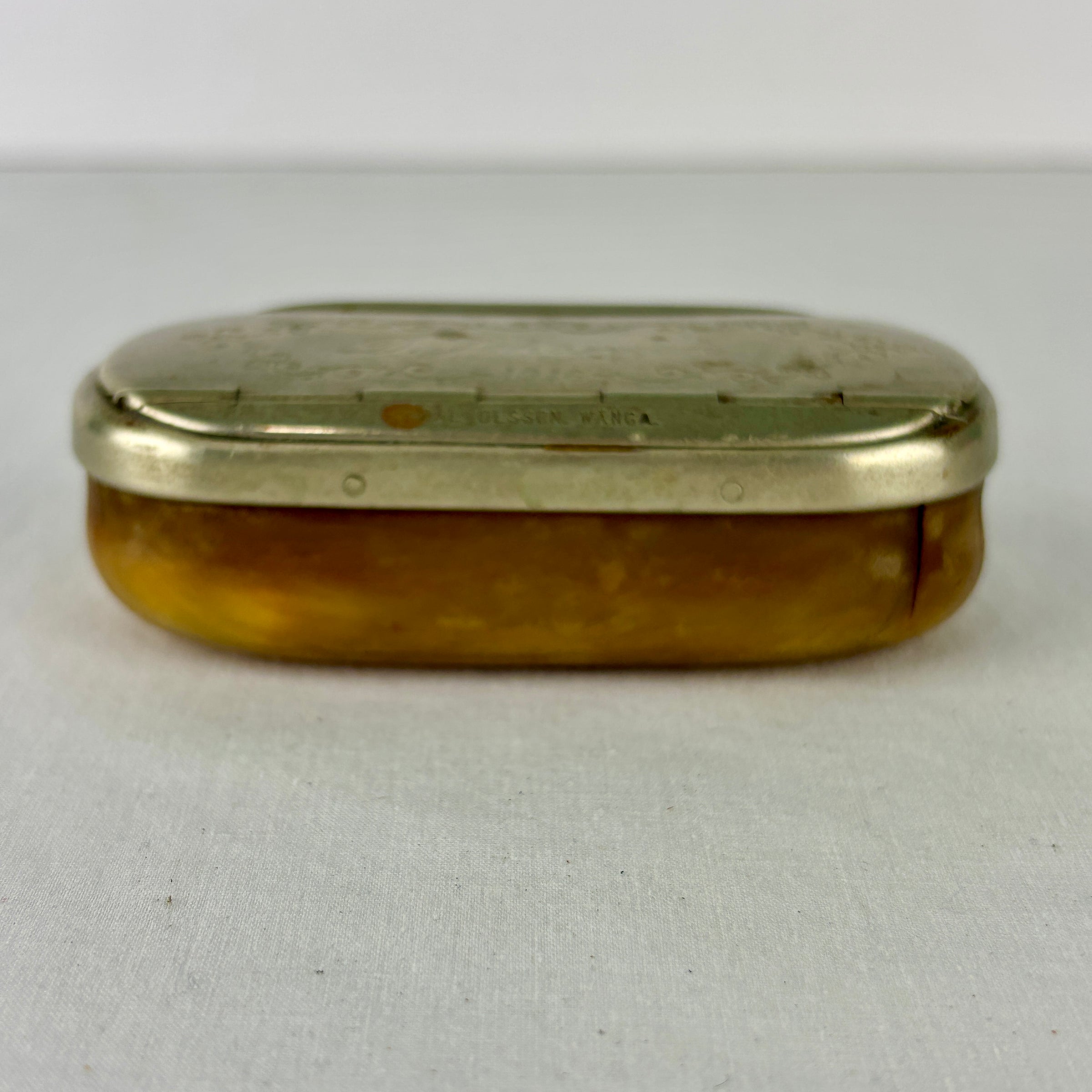 1916 Swedish Horn Snuff Box, Signed Pål Olsson, Vånga