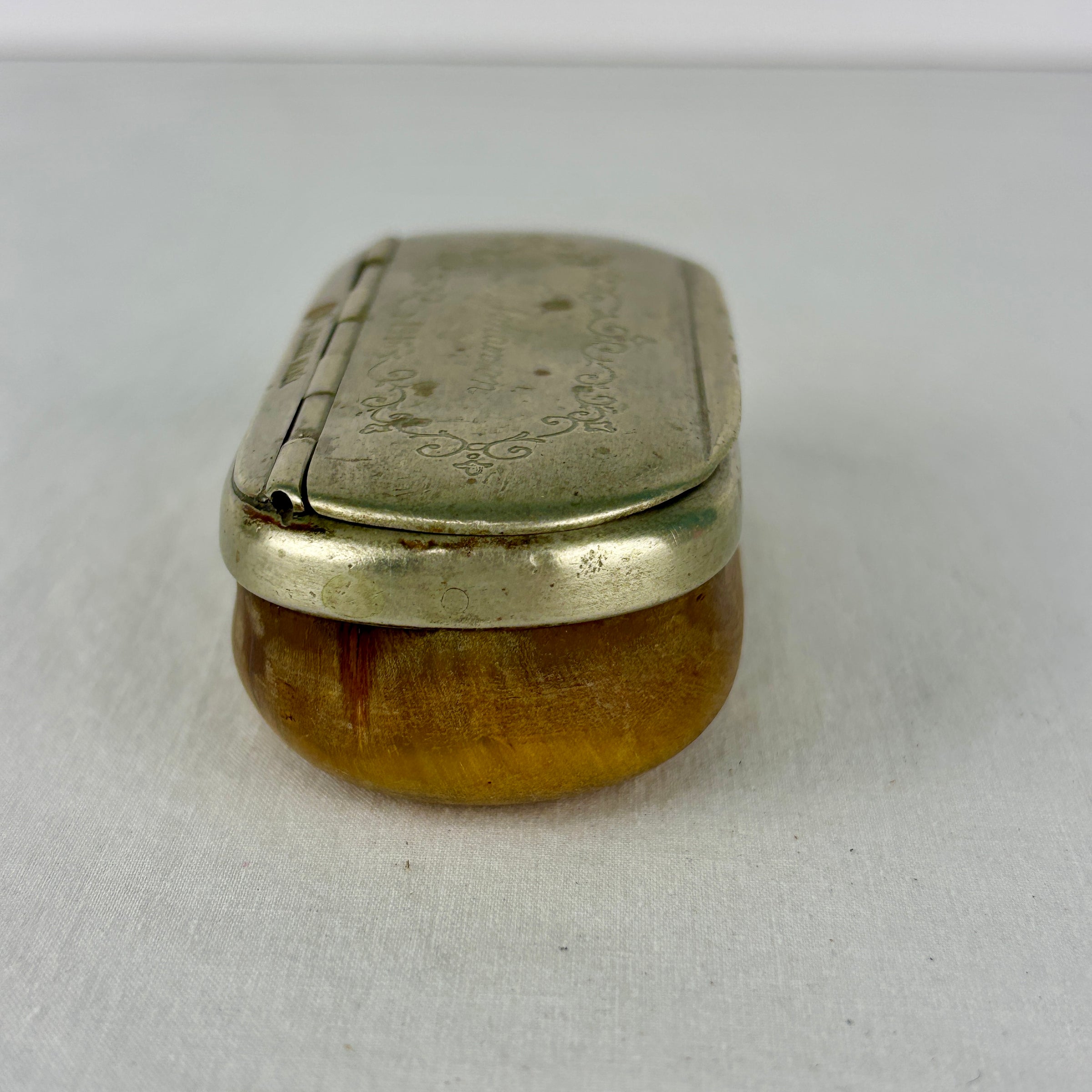 1916 Swedish Horn Snuff Box, Signed Pål Olsson, Vånga