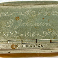 1916 Swedish Horn Snuff Box, Signed Pål Olsson, Vånga