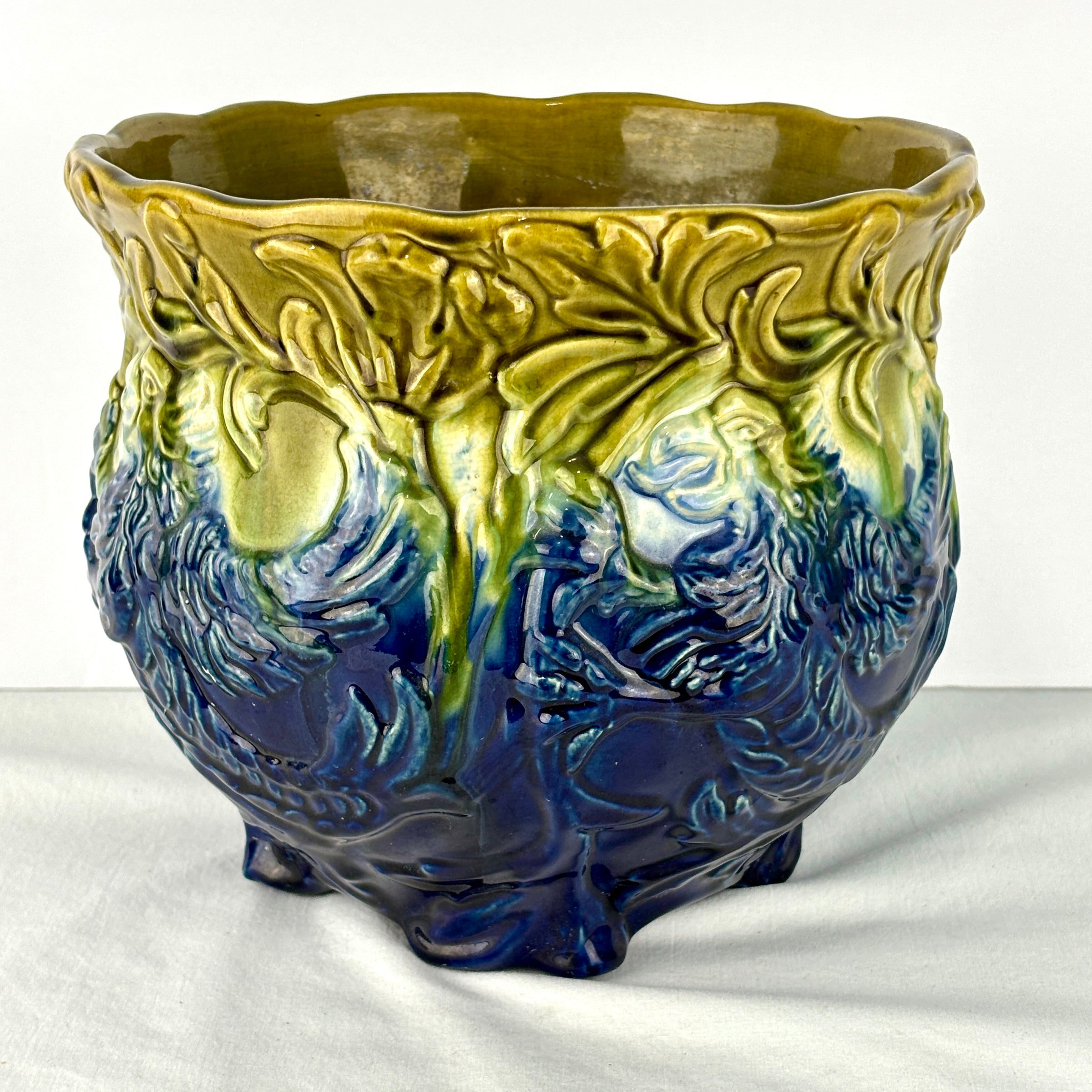 Art Nouveau Majolica Jardiniere Belgian/French c. 1890-1905