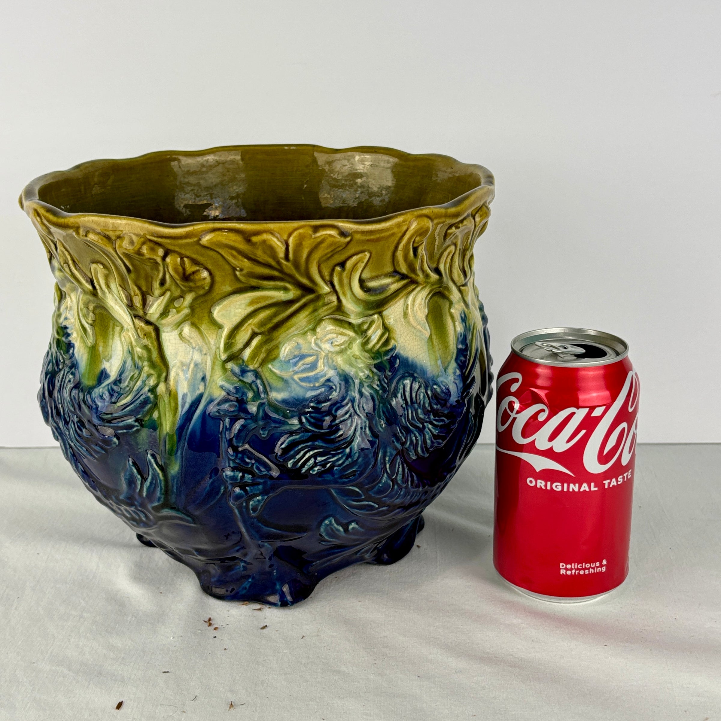 Art Nouveau Majolica Jardiniere Belgian/French c. 1890-1905