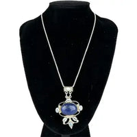 Italian Lapis & Topaz Pendant Necklace