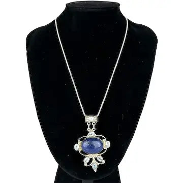 Italian Lapis & Topaz Pendant Necklace