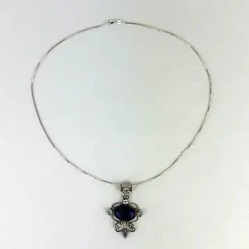 Italian Lapis & Topaz Pendant Necklace