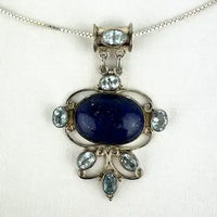 Italian Lapis & Topaz Pendant Necklace