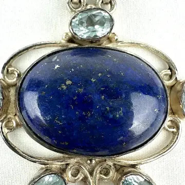 Italian Lapis & Topaz Pendant Necklace