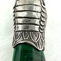 Italian Sterling Silver & Malachite Snake Pendant