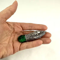 Italian Sterling Silver & Malachite Snake Pendant