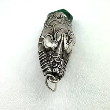 Italian Sterling Silver & Malachite Snake Pendant