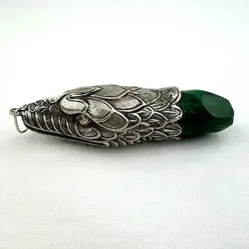 Italian Sterling Silver & Malachite Snake Pendant