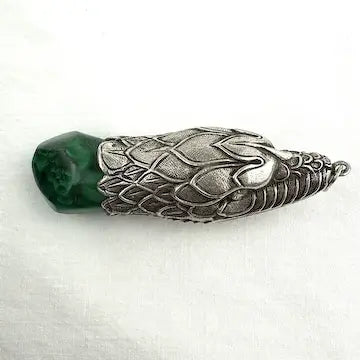 Italian Sterling Silver & Malachite Snake Pendant