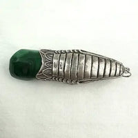 Italian Sterling Silver & Malachite Snake Pendant
