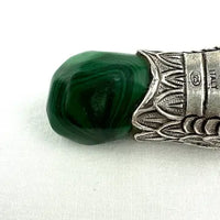 Italian Sterling Silver & Malachite Snake Pendant