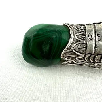Italian Sterling Silver & Malachite Snake Pendant
